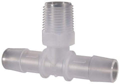 Made in USA - 1/2" Barb, 1/2, Polypropylene Single Barbed Tube Branch Tee - Natural, Male - Benchmark Tooling