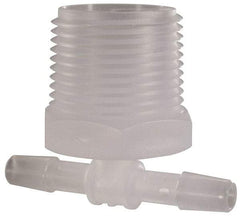 Made in USA - 1/4" Barb, 1/4, Polypropylene Single Barbed Tube Branch Tee - Natural, Male - Benchmark Tooling