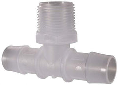 Made in USA - 3/4" Barb, 3/4, Polypropylene Single Barbed Tube Branch Tee - Natural, Male - Benchmark Tooling