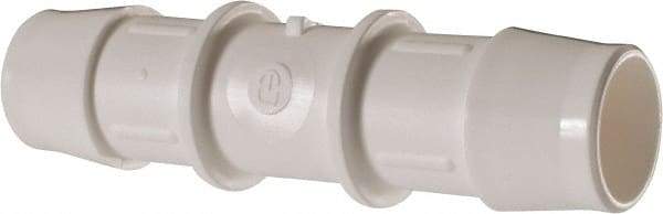 Made in USA - 3/4" Barb, Polypropylene Single Barbed Tube Splicer - White - Benchmark Tooling