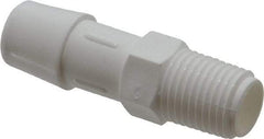 Made in USA - 1/2" Barb, 1/2, Polypropylene Single Barbed Tube Adapter - White, Male - Benchmark Tooling