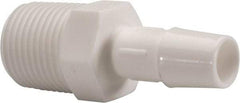 Made in USA - 3/8" Barb, 3/8, Polypropylene Single Barbed Tube Adapter - White, Male - Benchmark Tooling