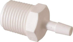 Made in USA - 1/4" Barb, 1/4, Polypropylene Single Barbed Tube Adapter - White, Male - Benchmark Tooling
