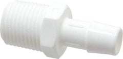 Made in USA - 1/2" Barb, 1/2, Polypropylene Single Barbed Tube Adapter - White, Male - Benchmark Tooling