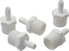 Made in USA - 3/8" Barb, 3/8, Polypropylene Single Barbed Tube Adapter - White, Male - Benchmark Tooling