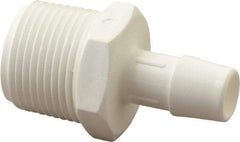 Made in USA - 1/2" Barb, 1/2, Polypropylene Single Barbed Tube Adapter - White, Male - Benchmark Tooling