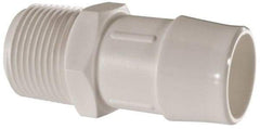 Made in USA - 1" Barb, 1, Polypropylene Single Barbed Tube Adapter - White, Male - Benchmark Tooling