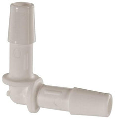 Made in USA - 1/4" Barb, Polypropylene Single Barbed Tube Elbow - White - Benchmark Tooling
