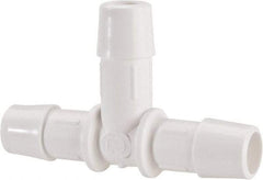 Made in USA - 1/2" Barb, Polypropylene Single Barbed Tube Tee - White - Benchmark Tooling