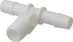 Made in USA - 3/8" Barb, 3/8, Polypropylene Single Barbed Tube Branch Tee - White, Male - Benchmark Tooling