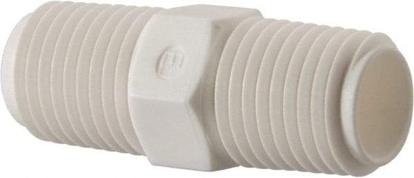 Made in USA - 1/4 NPT Polypropylene Threaded Tube Fitting - White - Benchmark Tooling