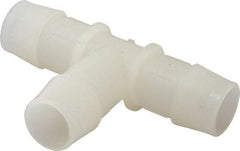 Made in USA - 3/4" Barb, Kynar Single Barbed Tube Tee - Natural - Benchmark Tooling