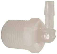 Made in USA - 1/4" Barb, 1/4, Kynar Single Barbed Tube Elbow - Natural, Male - Benchmark Tooling