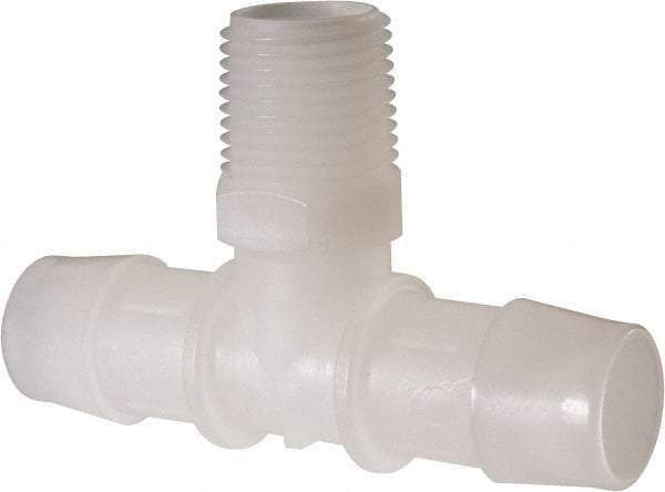 Made in USA - 3/4" Barb, 3/4, Kynar Single Barbed Tube Branch Tee - Natural, Male - Benchmark Tooling
