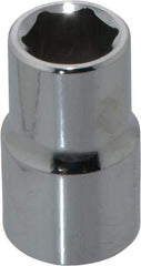 Proto - 1/2" Drive, Standard Hand Socket - 6 Points, 1-1/2" OAL, Chrome Finish - Benchmark Tooling