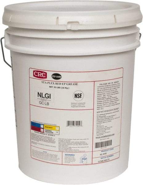 CRC - 35 Lb Pail Lithium Extreme Pressure Grease - Red, Extreme Pressure & Food Grade, 325°F Max Temp, NLGIG 2, - Benchmark Tooling