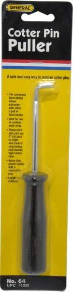 General - 7-1/2" OAL Carbon Steel Cotter Pin Puller Awl - Plastic Handle - Benchmark Tooling