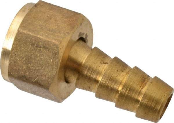 Cerro - 3/8 NPSM Thread Hose Barb x Female Swivel Ball-End Connector - 3/8" ID Hose, Brass - Benchmark Tooling