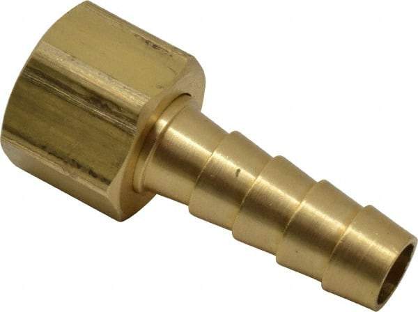 Dixon Valve & Coupling - 1/4 NPSM Thread Hose Barb Gasket Seat x Female NPSM Swivel Connector - 5/16" ID Hose, Brass - Benchmark Tooling