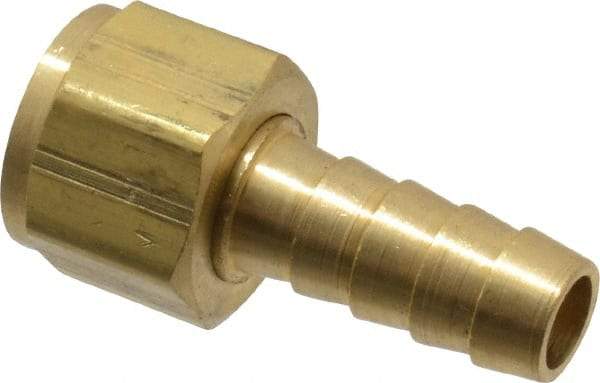 Dixon Valve & Coupling - 3/8 NPSM Thread Hose Barb Gasket Seat x Female NPSM Swivel Connector - 3/8" ID Hose, Brass - Benchmark Tooling