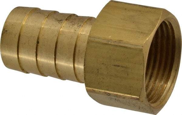 Dixon Valve & Coupling - 3/4 NPSM Thread Hose Barb Gasket Seat x Female NPSM Swivel Connector - 3/4" ID Hose, Brass - Benchmark Tooling