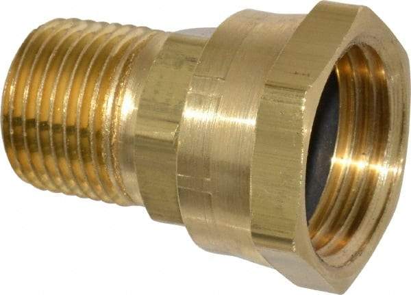 Dixon Valve & Coupling - 1/2 NPTF & 3/4 NH Garden Hose Fitting - Brass, Female Hose to Male Pipe Swivel Connector - Benchmark Tooling