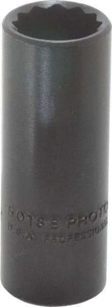 Proto - 9/16", 3/8" Drive, Deep Hand Socket - 12 Points, 2-1/8" OAL, Alloy Steel, Black Finish - Benchmark Tooling