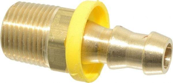 Cerro - 3/8" ID 3/8 NPTF Barbed Push On Male Connector - Brass - Benchmark Tooling