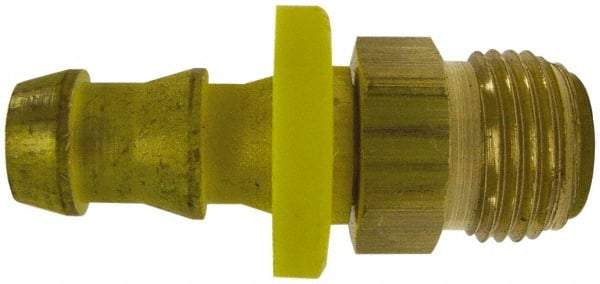 Cerro - 1/4" ID 7/16 UN Barbed Push On Male Connector - 1/4" OD, Brass - Benchmark Tooling