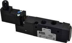 Parker - 1/8", 4-Way Body Ported Stacking Solenoid Valve - 120 VAC, 0.75 CV Rate, Air Return, 2.14" High x 4.67" Long - Benchmark Tooling