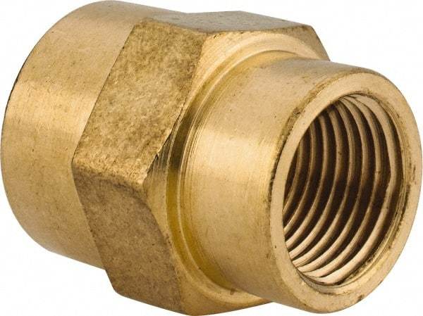 Cerro - 1/2 x 3/8 Female Thread, Brass Industrial Pipe Coupling - FNPTF, 1,200 psi - Benchmark Tooling