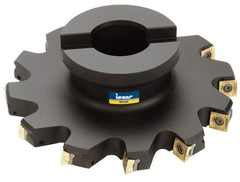 Iscar - Shell Mount B Connection, 0.37" Cutting Width, 1.41" Depth of Cut, 5" Cutter Diam, 1-1/4" Hole Diam, 12 Tooth Indexable Slotting Cutter - FSB Toolholder, Q/X/SPMT 100408PDTN Insert - Benchmark Tooling
