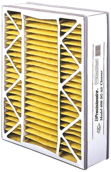 Made in USA - 16" Noml Height x 25" Noml Width x 5" Noml Depth, 35 to 45% Capture Efficiency, Wire-Backed Pleated Air Filter - MERV 8, Cotton/Polyester, Integrated Beverage Board Frame, 300 Max FPM, 833 CFM, For Honeywell 203719 - Benchmark Tooling