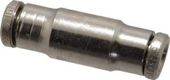 Norgren - 3/16" Outside Diam, Nickel Plated Brass Push-to-Connect Tube Union - 260 Max psi, Tube to Tube Connection - Benchmark Tooling