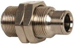 Norgren - 5/32" Outside Diam, M10x1.0, Nickel Plated Brass Push-to-Connect Bulkhead Union - 260 Max psi, Tube to Tube Connection - Benchmark Tooling