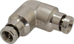 Norgren - 5/32" Outside Diam, Nickel Plated Brass Push-to-Connect Tube Union Elbow - 260 Max psi, Tube to Tube Connection - Benchmark Tooling
