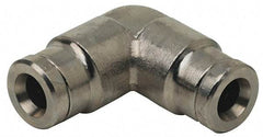Norgren - 3/16" Outside Diam, Nickel Plated Brass Push-to-Connect Tube Union Elbow - 260 Max psi, Tube to Tube Connection - Benchmark Tooling