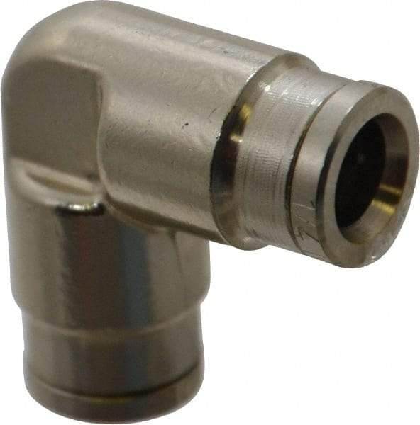 Norgren - 1/4" Outside Diam, Nickel Plated Brass Push-to-Connect Tube Union Elbow - 260 Max psi, Tube to Tube Connection - Benchmark Tooling