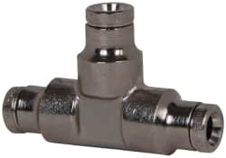 Norgren - 5/32" Outside Diam, Nickel Plated Brass Push-to-Connect Tube Union Tee - 260 Max psi, Tube to Tube Connection - Benchmark Tooling