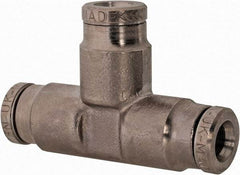 Norgren - 3/16" Outside Diam, Nickel Plated Brass Push-to-Connect Tube Union Tee - 260 Max psi, Tube to Tube Connection - Benchmark Tooling