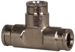 Norgren - 5/16" Outside Diam, Nickel Plated Brass Push-to-Connect Tube Union Tee - 260 Max psi, Tube to Tube Connection - Benchmark Tooling