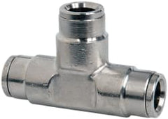 Norgren - 3/8" Outside Diam, Nickel Plated Brass Push-to-Connect Tube Union Tee - 260 Max psi, Tube to Tube Connection - Benchmark Tooling