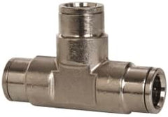 Norgren - 1/2" Outside Diam, Nickel Plated Brass Push-to-Connect Tube Union Tee - 260 Max psi, Tube to Tube Connection - Benchmark Tooling