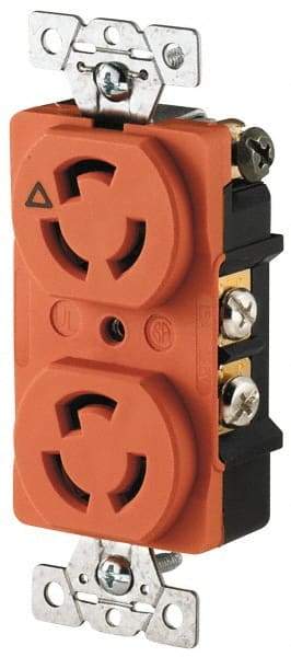 Cooper Wiring Devices - 125 VAC, 15 Amp, L5-15R NEMA, Isolated Ground Receptacle - 2 Poles, 3 Wire, Female End, Orange - Benchmark Tooling