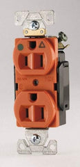 Cooper Wiring Devices - 125 VAC, 15 Amp, 5-15R NEMA Configuration, Orange, Hospital Grade, Isolated Ground Duplex Receptacle - 1 Phase, 2 Poles, 3 Wire, Flush Mount, Chemical, Heat and Impact Resistant - Benchmark Tooling