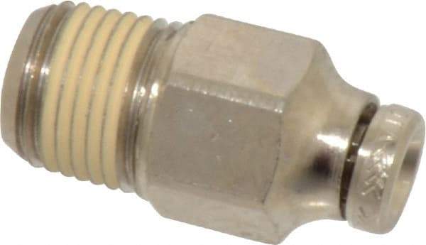 Norgren - 5/32" Tube OD, 1/8 NPTF Nickel Plated Brass Push-to-Connect Tube Male Connector - Tube to Male NPT Connection, 260 Max psi - Benchmark Tooling