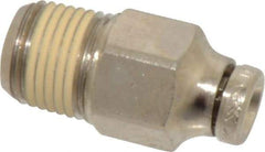 Norgren - 5/32" Tube OD, 1/8 NPTF Nickel Plated Brass Push-to-Connect Tube Male Connector - Tube to Male NPT Connection, 260 Max psi - Benchmark Tooling