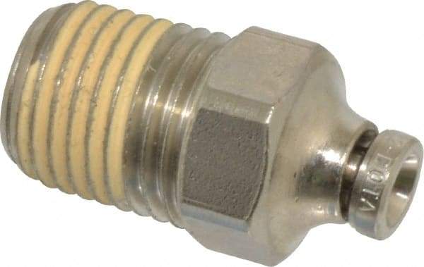 Norgren - 5/32" Tube OD, 1/4 NPTF Nickel Plated Brass Push-to-Connect Tube Male Connector - Tube to Male NPT Connection, 260 Max psi - Benchmark Tooling