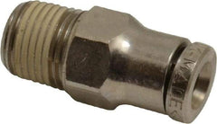 Norgren - 1/8 NPTF, Nickel Plated Brass Push-to-Connect Tube Male Connector - 260 Max psi, Tube to Male NPT Connection - Benchmark Tooling
