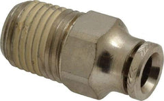 Norgren - 1/4 NPTF, Nickel Plated Brass Push-to-Connect Tube Male Connector - 260 Max psi, Tube to Male NPT Connection - Benchmark Tooling